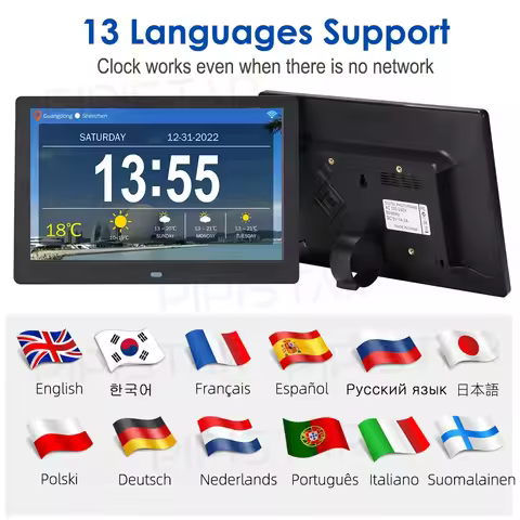 10.1 7-inch WiFi Digital Photo Frame Dementia Clock Time Date Weather Smart