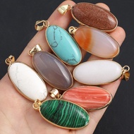ஐ 1pcs Natural Stone Pendant Water Drop Oval Agate Quartz Healing Crystals Stone Charms For Jewel