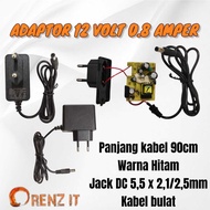 ADAPTOR 12 REAL 0.8 AMPERVOLT ROUND CABLE 5.5 x 2.1/2.5 mm
