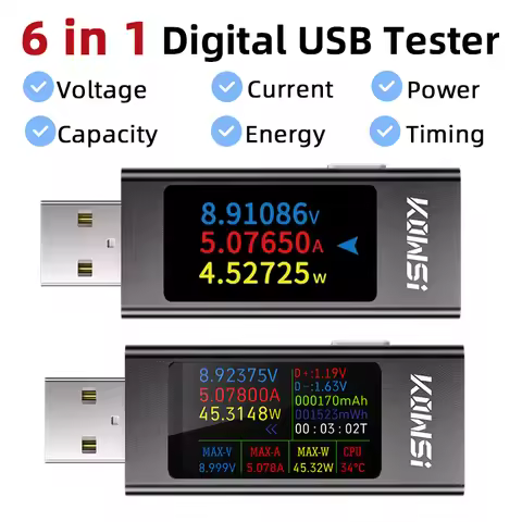 KWS-MX23 Current Voltage Monitor HD 1.06 inch IPS Display Multi-function USB Tester Voltage Ammeter 