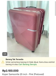 Koper Samsonite 25 inch - Pink (Preloved) - SOLD - Stok Habis