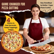 Pizza Cutter Rocker Blade with Wooden Handle, Premium 14inch Pizza Knife Rocker Cutter with Sharp St