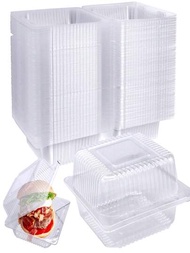 50入組4.7 X 5.1英寸(約12 X 13厘米)透明塑膠裝食物包裝盒,適用於甜點,蛋糕,餅乾,沙拉,義大利麵,三明治。透明帶蓋塑膠容器,個別蛋糕片容器,方形塑膠食品容器,蛋糕,餅乾,義大利麵,三明治,沙拉的一次性夾層外帶容器