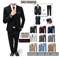 [local shipping]multiple sizes and colors Men's Suit New Choice: Korean 3-Piece Set, Slim Fit