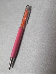 橘色水晶+粉紅色筆管 觸控 原子筆