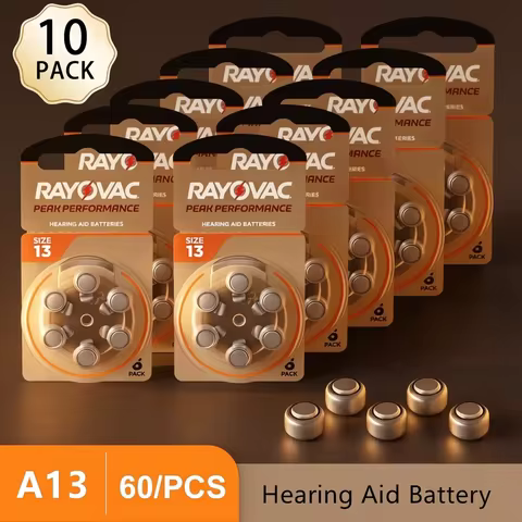 60Pcs Hearing Aid Batteries A13 13A 13 P13 PR48 Rayovac Peak UK 1.45V Zinc Air Battery For CIC BTE H