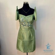 SAGE GREEN FILIPINIANA DRESS MIDI - LACED