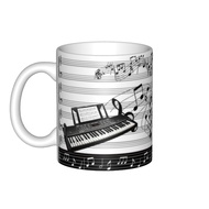 Electronic Music Coffee Mug Keyboard with Music Notation Premium Ceramic Cup