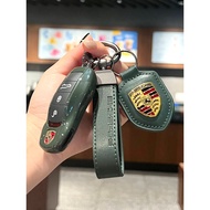 Suitable For Porsche Dark Green Key Shell Cayenne Macan718 Palamela 911Taycan992 Keychain Famous Pre