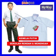 My Way Kemeja Kain Cangih Cotton Lengan Pendek Kemeja Sekolah Rendah dan Menengah 402W-ET