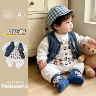 ️ [Cloud Feeling · Baby Shop] ️ nebeans Street Wear Baby Jumpsuit Outing Clothes 66-100cmA Cotton So