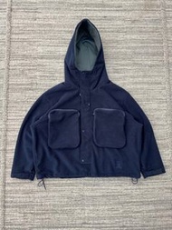 近全新！神似Daiwa SFC 深藍 搖粒絨 大口袋 衝鋒衣 帽T 半拉鍊外套 XS 非Uniqlo PINSKTBS