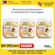 [Buy 3pcs] FDA APPROVED Heaven's Heart Natural Turmeric Ginger Tea With Piperine 150g (Less Sugar) Immunity Booster Improve Digestion Cough Sore Throat Anti-inflammatory Antibacterial Antiviral Arthritis Cholesterol Blood Sugar Prevent Cancer