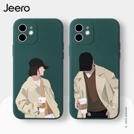 JEERO Soft Silicone Matching Couple Set Cute Funny Shockproof Phone Case Cover Casing Compatible for iPhone 13 12 11 Pro Max SE 2020 X XR XS 8 7 ip 6S 6 Plus HFN128