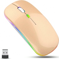 เมาส์บลูทูธไร้สาย เมาส์ชาร์จแบตเตอรี่ LED ความละเอียดคู่ (บลูทูธ 5.2 และตัวรับสัญญาณ USB) เมาส์ไร้เส