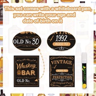 Whiskey Bar Decoration Kit, DIY Whiskey Bar Sign Aged to Perfection Party Sign Cake Toppers for Men 