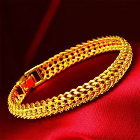 Men's Ultra Bold Bracelet 24K Gold AU999 - Ultra bold design shows charisma, 24K/AU999 pure gold, st
