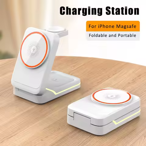 3 in 1 Magnetic Foldable Travel Fast Wireless Charger Stand For Magsafe iPhone 16 15 14 13 12 Pro Ap