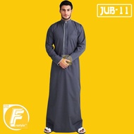 jubah gamis pria muslim katun exclusive grey athaya jub-11 - xxl