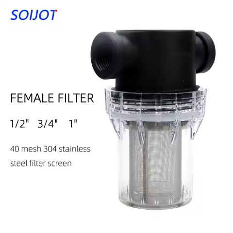 40 Mesh Front Filter Self-Emptying Water Pipe Filtration 1/2 inch 3/4inch 1 Inch Plastic Transparent