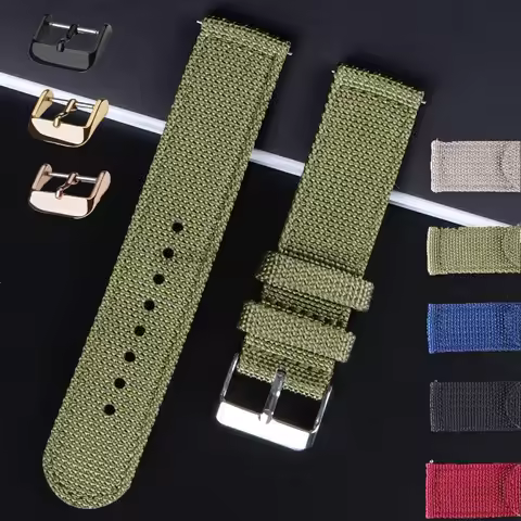 18 20 22 24mm Nylon Canvas Strap Quick Release Watch Band for Samsung For Seiko Sport Bracelet Men W