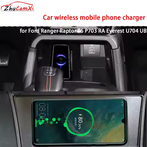 for Ford Ranger Raptor T6 P703 RA Everest U704 UB Center Console Storage Wireless Mobile Phone Charg