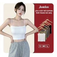 JUSTDAN Women's Cotton Crochet Shirt, Thin Elastic Foam, Women's Tight-fitting 2-Piece Shirt, Bust C