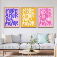Maximalist More Amor Por Favor Eclectic Colorful Love Quote Wall Art Canvas Painting Posters Pink Pr