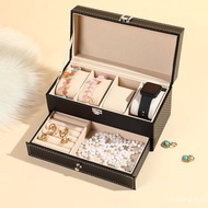 4-Bit Earrings Carbon Fiber Drawer Type Double-Layer Material Watch Box Ring Bracelet Storage Jewelr