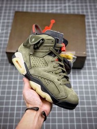 Travis Scott x Air Jordan 6 'Medium Olive' TS聯名口袋軍綠鬼臉籃球鞋 全尺碼（36-45）