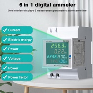 Digital Electricity Meter, Single Phase Energy Meter Current Voltage Power KWH Meter 6 in 1 AC 40-30