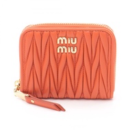 【二手】Miu Miu MATELASSE'MIU 5MM268AFPPF0049 橙色皮革女士零錢包（全新）
