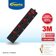 PowerPac Extension Cord, Extension Socket, Power Cord, Power Extension 3 Meter (PP3884BK)