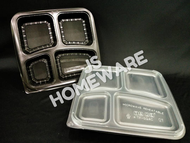 4 Compartment Lunch Box (50pcs±) BX-SQ4C / Disposable PP Lunch Box / Kotak Nasi
