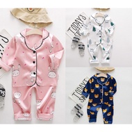 COD Ready Stock Kids Pajama Sets Boys Girls Pajama Terno Sleepwear Kids Terno Pajama Long Sleeve Children's Tops+Pants Sleepwear Silk Pyjamas Sets for Kids Kids Terno Boys Terno