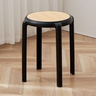 ONE - 膠凳可疊起餐椅仿籐椅高腳凳(黑色)