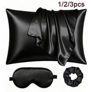 1/2/3pcs Satin Sleep Set | Softer Than Silk Pillowcase And Eye Mask Set - Includes 1 Satin Pillowcas