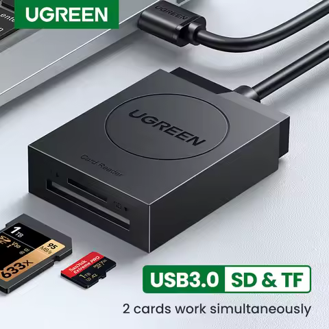 UGREEN Card Reader 2-in-1 USB3.0 USB-C OTG to SD Micro SD TF Card for Laptop PC Windows Linux Cardre