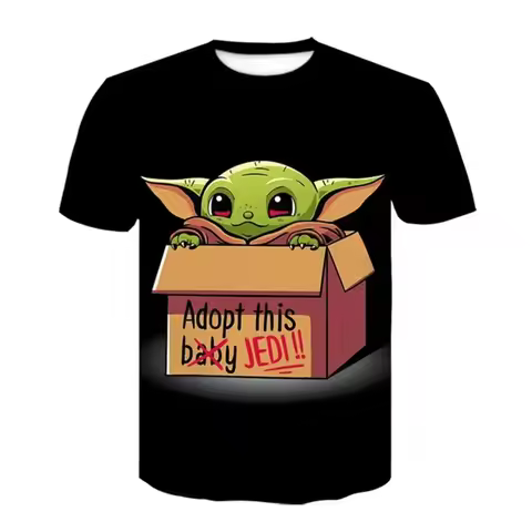 Disney Yoda T-shirt Kids Summer Cartoon Top T-shirt Fashion Boys Girls 3d Printing Cute T-shirt Bott