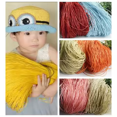 500g/pcs 2 Ply Natural Raffia Straw Yarn for Crochet Summer Hat Bag Handicraft Diy Medium Thick Thre