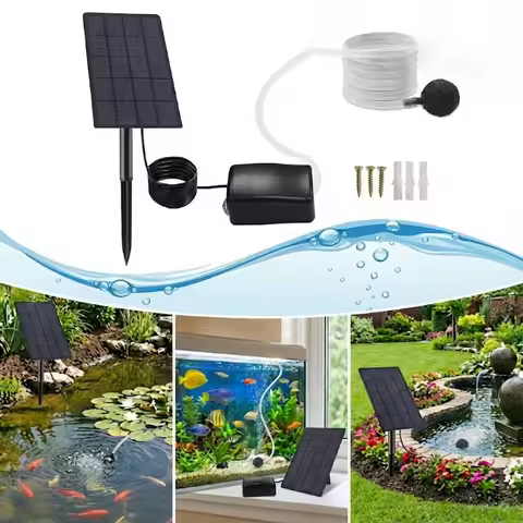 2.5W Solar Oxygen Pump/Pond Pump, with Air Bubble Stones and Pipe, Improve Pond Circulation, for Fis