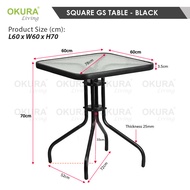 OKURA Foldable Round Steel Table Portable Coffee Dining Outdoor Table Furniture Meja Bulat