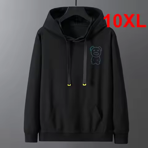 Plus Size 10XL 9XL Hoodies Men Casual Cartoon Bear Print Fashion Autumn Hooded Sweatshirt Pullover M
