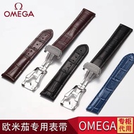 Suitable For Omega Genuine Leather Watches With Diefei Speedmaster Seamaster Elegant Constellation Blue Folding Buckle