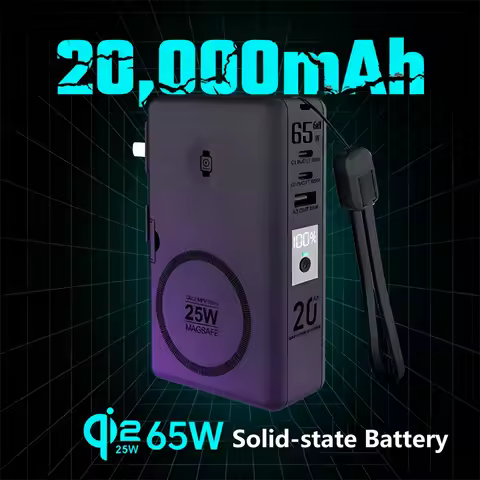 65W GaN USB Type C Charger Power Bank 20000mAh Qi2.2 25W Magnetic Wireless Fast Charger for iPhone 1