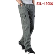 spring Autumn Men safari style cargo pants pockets zipper plus size 6XL loose pants out door straight pants loose army green
