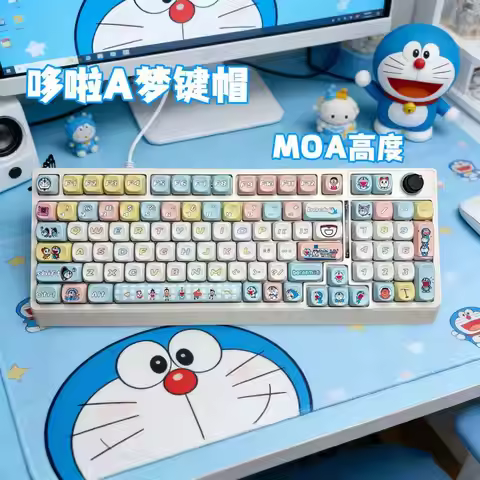 Cute Doraemon Creativity Keyboard Keycaps Anime Personality Compatible Moa Mechanical Keycaps Cartoo