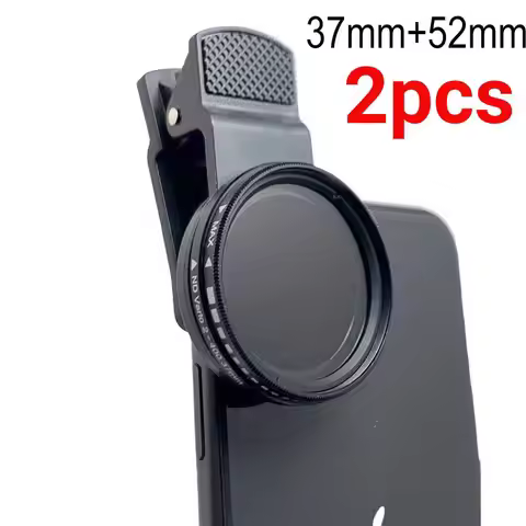 2pcs Lens Universal Clip 37mm 52mm Mobile Phone Lens Super Wide Angle ND 2-400 Adjustable Density Fi