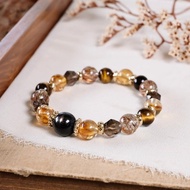 金運石 黃水晶 茶晶 黑金超七 黃虎眼 手鍊 天然礦石水晶