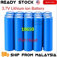 Real 18650 3.7V Flat Head Lithium LITHIUM-ION Fan Torch Battery